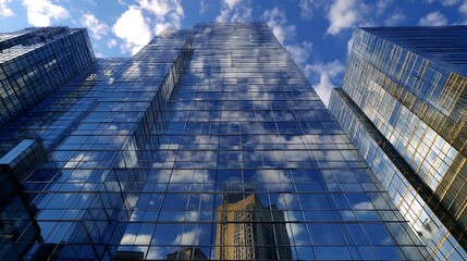 Poster - Reflective skyscraper business office buildings