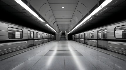Aufkleber - A black and white photo of a subway