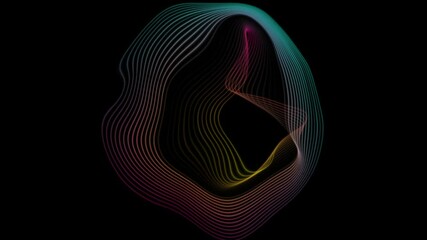 Poster - Bright shiny linear liquid flowing circles abstract futuristic tech background. Seamless looping minimal geometric motion design. Video animation Ultra HD 4K 3840x2160