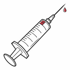 a detailed syringe drawing ideal for medical branding design projects needing a clean and scalable l