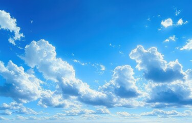 bright blue sky filled with fluffy white clouds on a clear sunny day creating a peaceful and uplifti