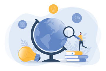 Aufkleber - business research analysis. online education and E-learning concept. flat vector illustration