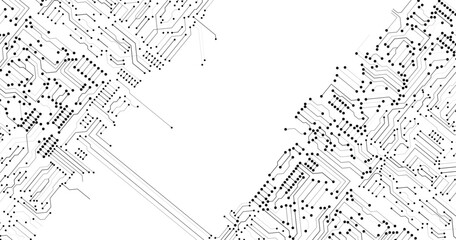 Wall Mural - seamless digital technology circuit on white background.