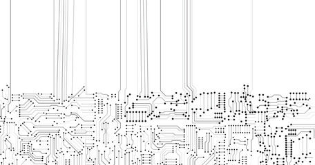 Wall Mural - seamless digital technology circuit on white background. abstract futuristic circuit board illustrat