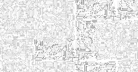 Wall Mural - electronic circuit boards on a seamless white background. circuit board pattern for technology backg