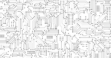 Wall Mural - electronic circuit boards on a seamless white background. circuit board pattern for technology backg