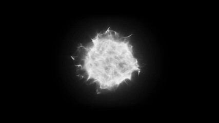 Wall Mural - abstract white energy sphere or plasma ball pulsates and shifts with internal textures on a black ba