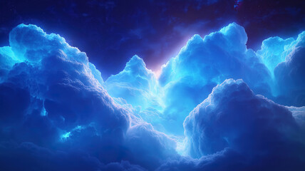 Wall Mural - Glowing blue cloud depicting the expansive digital network and seamless data storage capabilities