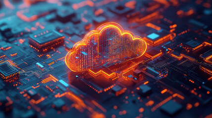 Wall Mural - interconnected world of cloud computing and blockchain technology depicted in vibrant design