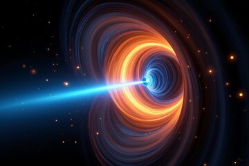 Wall Mural - Cosmic Phenomenon A Black Hole with Accretion Disk and Powerful Jet Emitting from Singularity