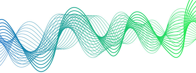Fototapete - Abstract blue line wave with geometric technology and frequency gradient lines. Curved wavy lines tech futuristic motion background. Smooth, flowing waveforms blue lines. 