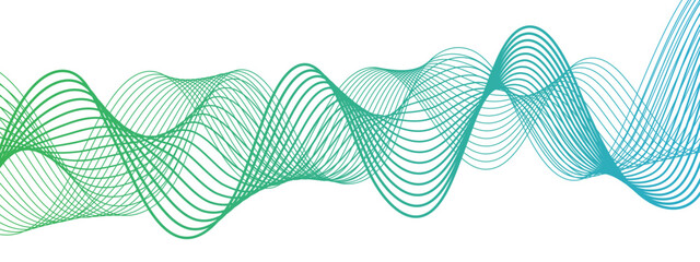 Fototapete - Abstract blue line wave with geometric technology and frequency gradient lines. Curved wavy lines tech futuristic motion background. Smooth, flowing waveforms blue lines. 