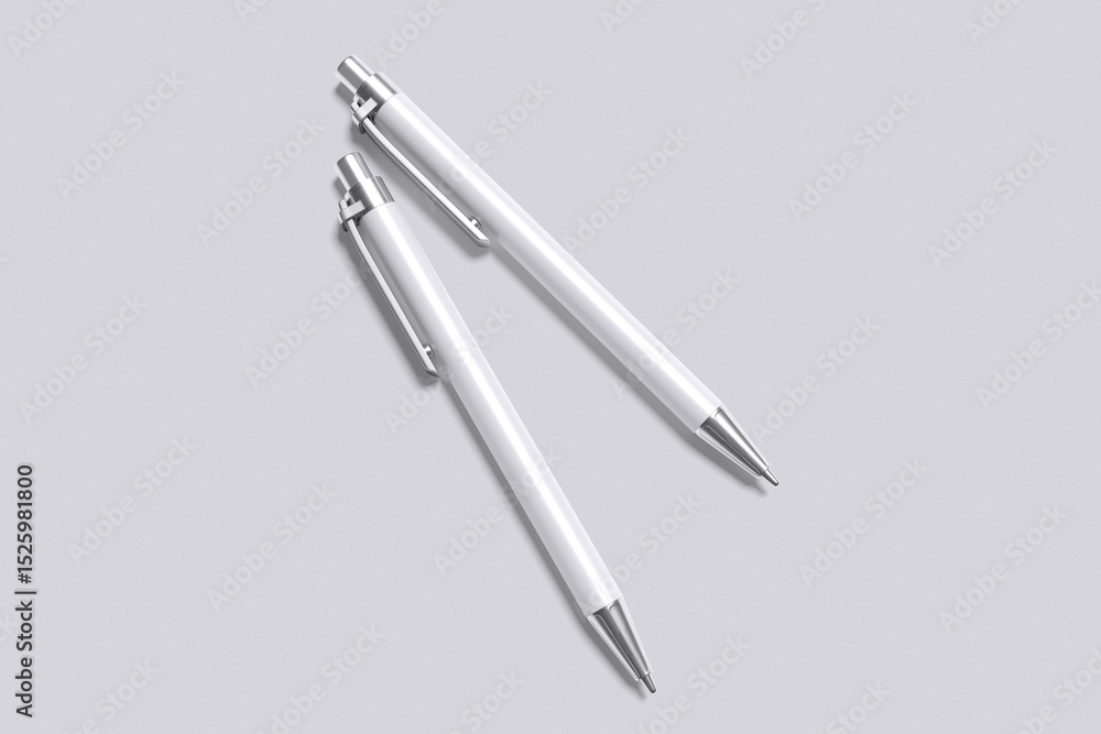 White ballpoint pen with grey background color for mockup template ...