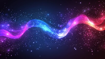 Wall Mural - cosmic wave in universe. blue, pink, and red galaxy with star dust, shining stars and nebula
