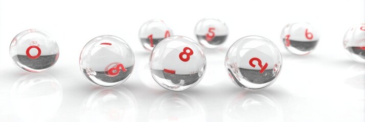 Leinwandbilder - Floating 3D Transparent Balls Displaying Bracket Seeds and Numbers on a White Background