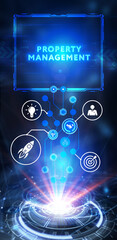 Wall Mural - PROPERTY MANAGEMENT inscription, new business concept Business, Technology, Internet and network concept. 3d illustration