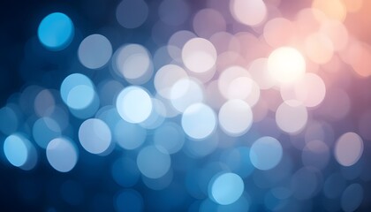 Wall Mural - white bokeh blur with soft circle lights on blue abstract background