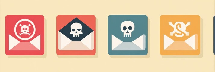 Poster - Email Inbox Cluttered With Malware Icons Indicating an Urgent Cybersecurity Threat