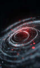 Wall Mural - abstract cosmic whirlpool with digital particles swirling in a dynamic formation against a dark back