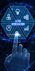 Wall Mural - Lead Generation. Finding and identifying customers for your business products or services. Finance concept. 3d illustration