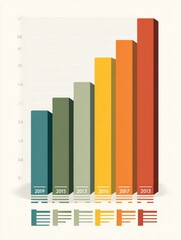 Poster - Annual Revenue Growth Illustrated Through a Minimalistic Bar Chart Over a Five-Year Period With Space for Annotations