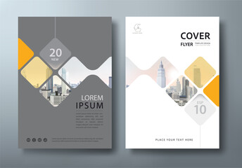 yellow annual report brochure flyer design, leaflet presentation, book cover templates, layout in a4