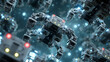 © Biru Langit Desember - Complex network of futuristic robotic structures floating in a serene yet unknown digital expanse
