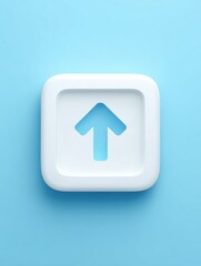 Poster - Upload Icon Reflects Digital Communication Challenges With an Open Side and Dynamic Motion on a Vibrant Blue Background