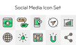 © studio miwm - 콘텐츠 제작과 공유를 위한 소셜미디어 라인 아이콘 세트 - Social Media Line Icon Set for Content Creation and Sharing