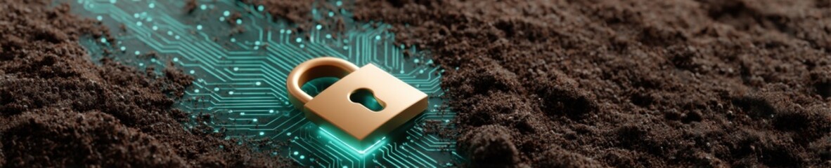 Fototapete - Cybersecurity Privacy Chip with Glowing Padlock on Circuit Board Symbolizing Digital Data Protection and Secure Access in Modern Tech Marketing