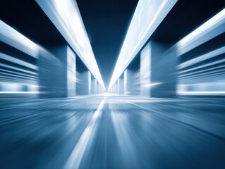 Poster - Futuristic Digital Data Streams in Cybersecurity Network Environment with Bold Architectural Lighting and Vivid Blue Contrast for Tech Innovation