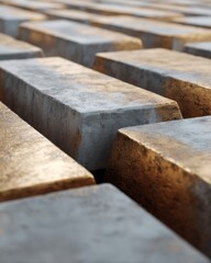 Poster - Investment Gold Bars Stacked in Industrial Warehouse with Metallic Texture Symbolizing Wealth Preservation and Tangible Asset Security