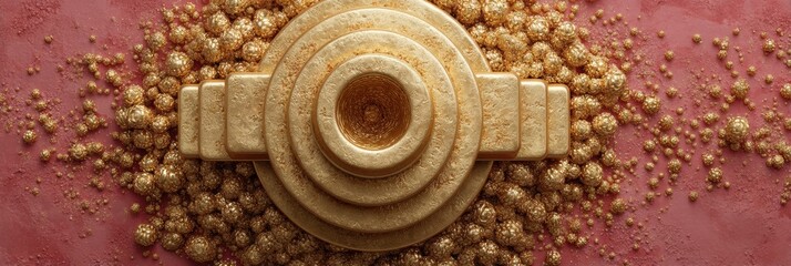 Poster - Gold Bars Arranged in Circular Pattern with Metallic Particles for Financial Services Marketing and Wealth Protection Strategies in Alternative Investments