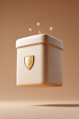 Fototapete - Minimalist Secure Ballot Box with Floating Digital Shields and Holographic Security for Blockchain Election Integrity and Online Voting Protection
