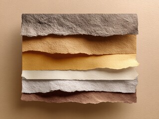 Aufkleber - Neutral Toned Torn Paper Layers with Rugged Edges on Beige Background Natural Texture Concept for Modern Minimalist Design and Creative Styling