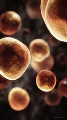 Aufkleber - Microscopic view of diverse blood cells in plasma forming clot structures and immune response, medical research concept for health innovation and immunology study