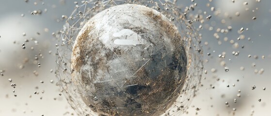 Fototapete - Futuristic Edge Computing Globe in Glass Sphere with Embedded Cloud Icon and Data Streams for Global Network and Digital Transformation