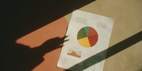 Aufkleber - Financial Document with Pie Chart and Price Movement Graphs Showcasing Diversification Strategy for Investment and Market Analysis in Modern Business