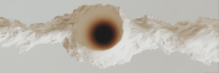 Aufkleber - Circular burnt paper holes with charred edges creating negative space pattern, symbolizing sound waves and breath for edgy music event branding and promotion