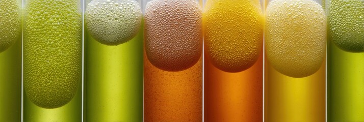 Aufkleber - Innovative vertical tubular bioreactor system with transparent bubbling algae culture pipes in modern biotech lab for sustainable bioproduction research