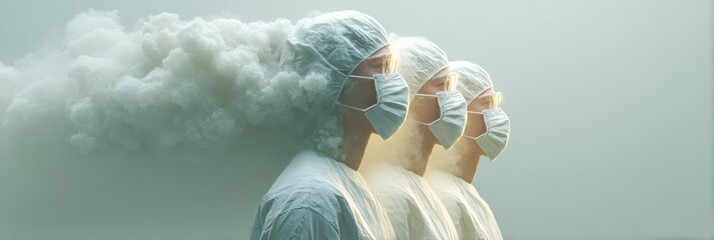 Aufkleber - Futuristic Medical Team in Surgical Gear Using VR X-ray Visualization for Innovative Collaborative Diagnostic and Treatment Planning in Healthcare