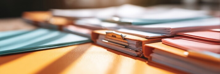 Aufkleber - Modern Corporate Finance Documents and Briefcases on Boardroom Table Highlighting Strategic Planning and Economic Pressure for Business Innovation