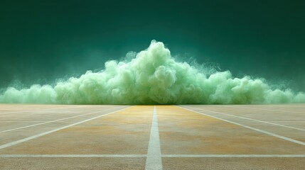 Aufkleber - Dynamic Smoke Swirl in Vibrant Green Vapor with Varied Densities on Track Field - Modern Visual for Creative Marketing and Atmospheric Concept Projects