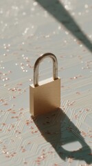 Aufkleber - Cybersecurity Concept with Metallic Padlock on Circuit Board Background Highlighting Digital Data Protection and High-Tech Security for Business Use