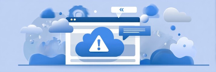 Aufkleber - Error in Cloud Upload Process Displayed on Digital Interface With Alert Symbols and Notification Elements