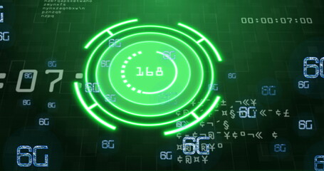 Wall Mural - image of scope scanning over data processing