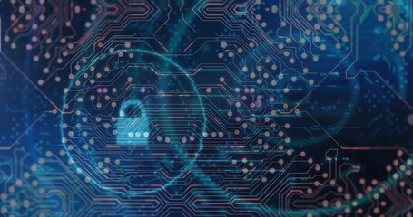 Wall Mural - image of data processing over network of connections