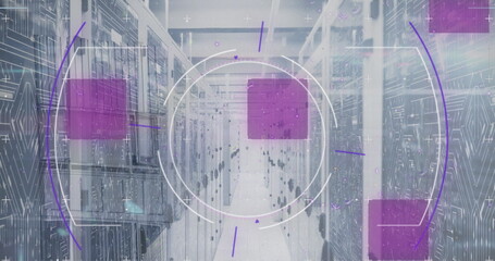 Wall Mural - image of scope and data processing over computer servers
