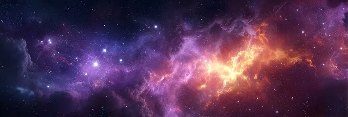 Wall Mural - Cosmic Dance A Vibrant Nebula in Pink and Purple Illuminates the Cosmos with Brilliant Stars