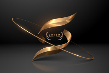 Wall Mural - elegant golden shapes on black background